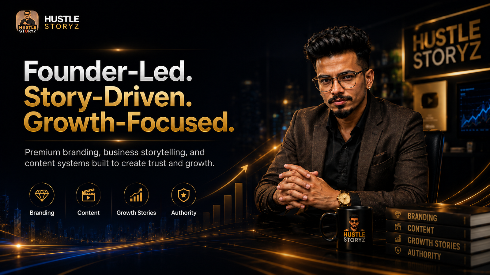 Founder-led story-driven growth visual